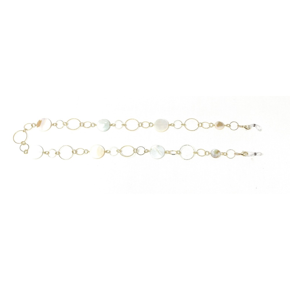 Eyeglass Chain Strap Women Sunglasses Holder‎ Necklace Fashion Gold White 26"